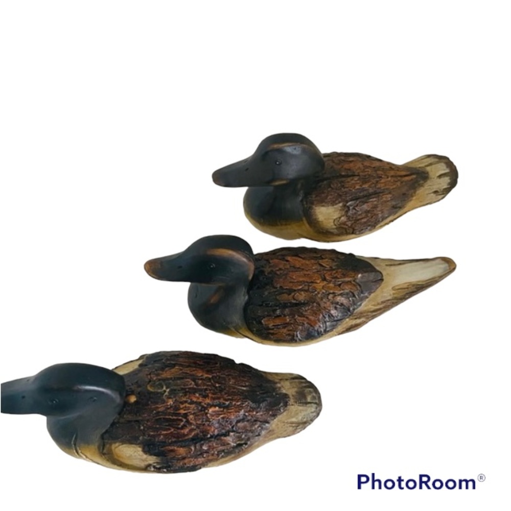 Hand-Painted Vintage Wooden Duck Decoys Decor Set Of 3